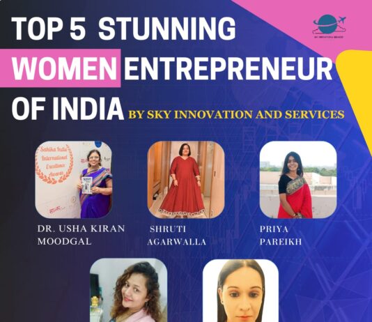Top 5 Stunning Women Entrepreneur Of India By Sky Innovation And Services Mayaa SH, Shruti Agarwalla, Priya Parekh, Meera Khushboo, Dr. Usha Kiran Moodgal, Sky Innovations And Services, Top 5 Stunning Women Entrepreneur,